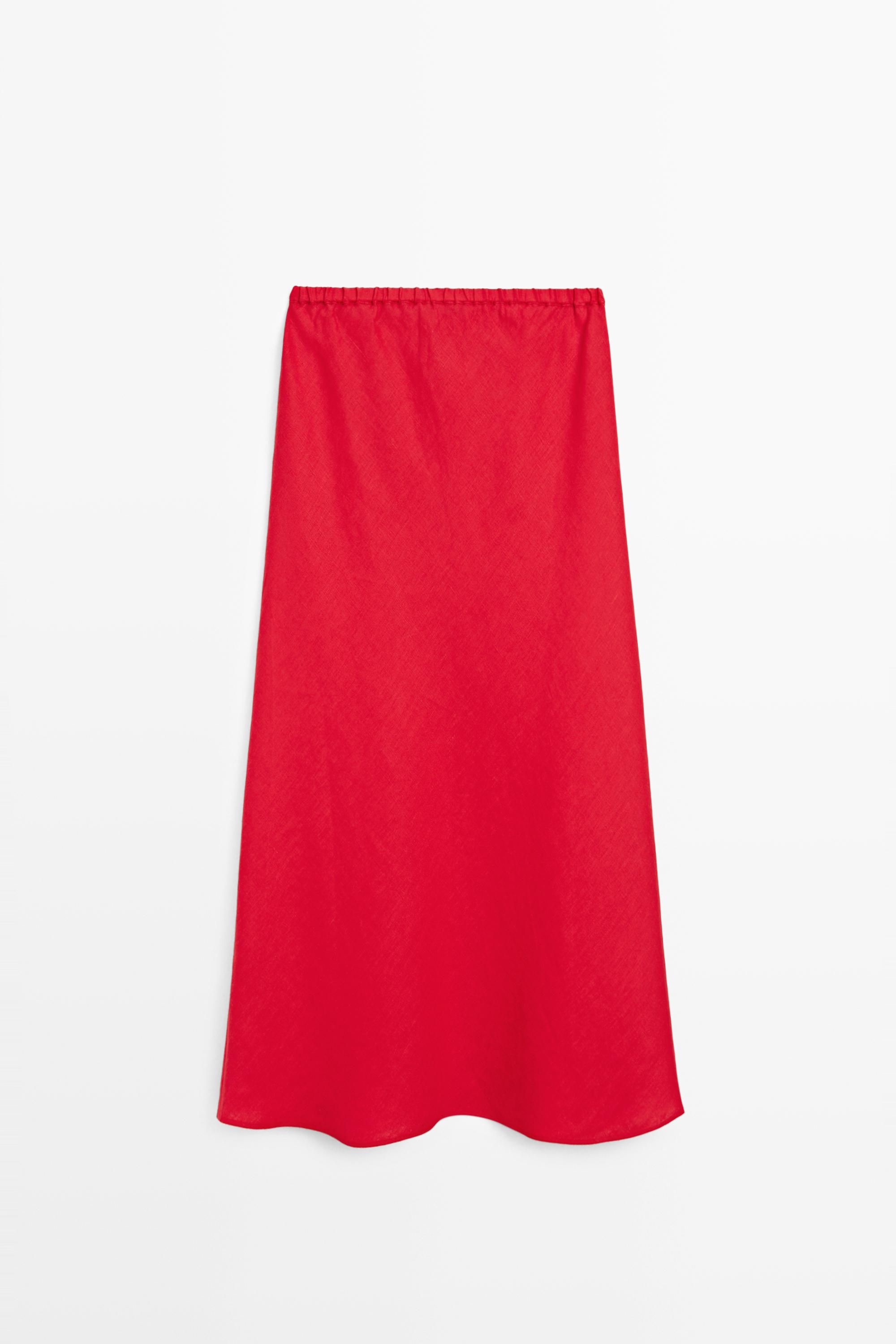 100% linen elasticated midi skirt